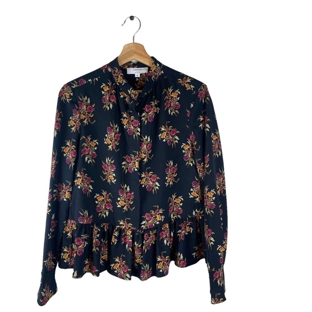 Thakoon Collective Long Sleeve Floral Blouse Top